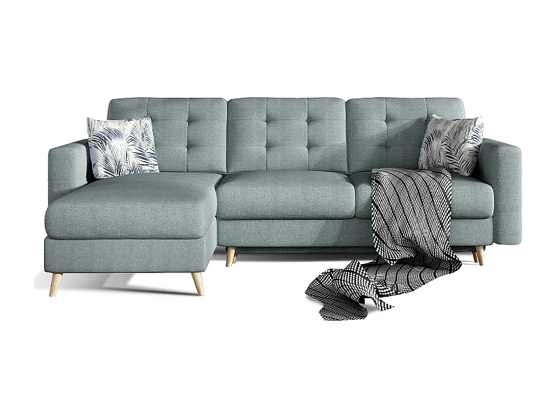 Canapé d'angle réversible et convertible tissu vert clair Anska 250cm