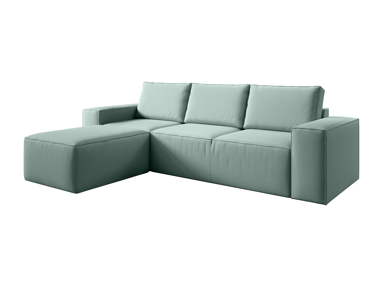 Canapé d'angle gauche convertible moderne tissu vert d'eau Willace 302cm