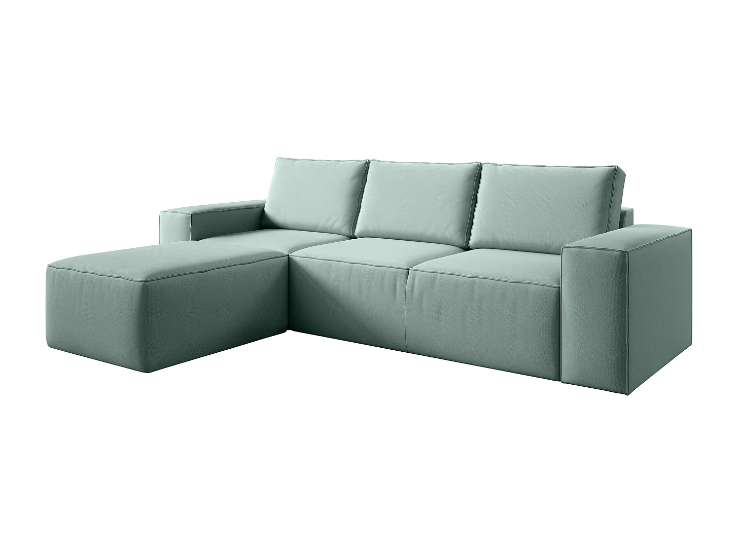 Canapé d'angle gauche convertible moderne tissu vert d'eau Willace 302cm