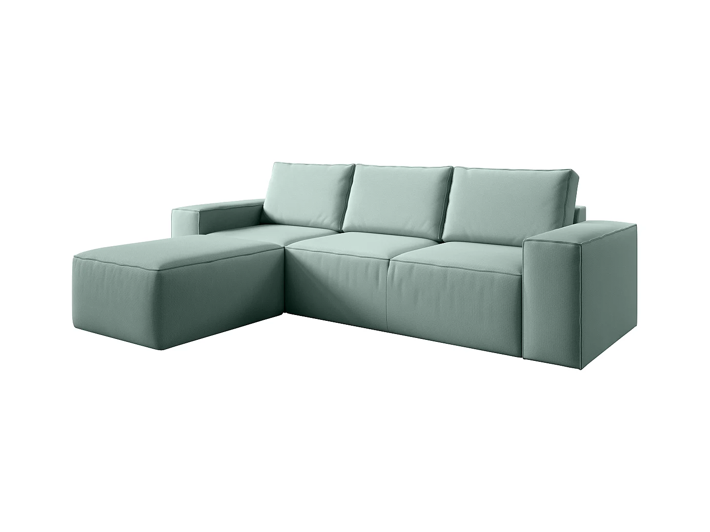 Canapé d'angle gauche convertible moderne tissu vert d'eau Willace 302cm
