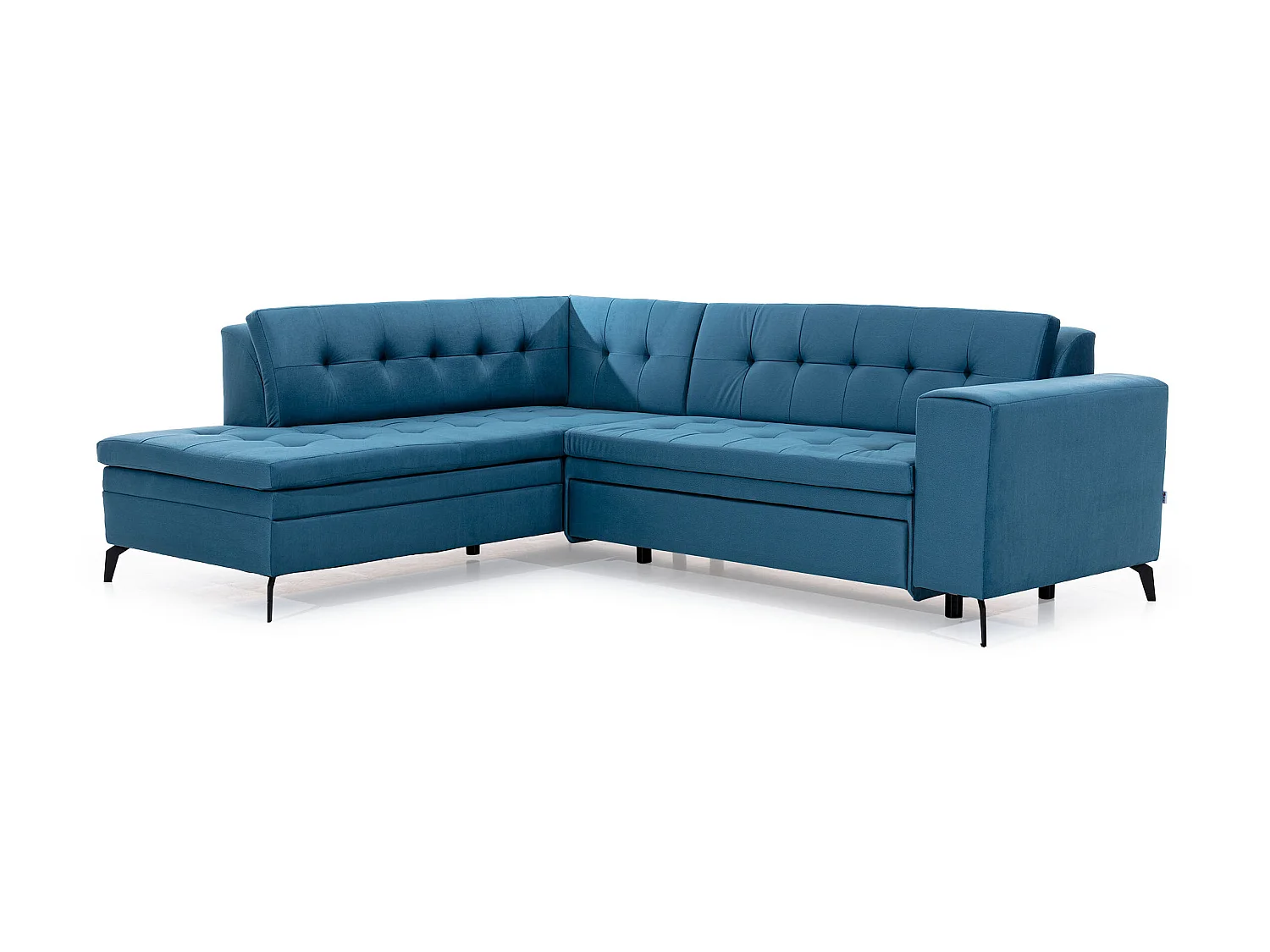 Canapé convertible capitonné angle gauche velours grenat Larry 260cm