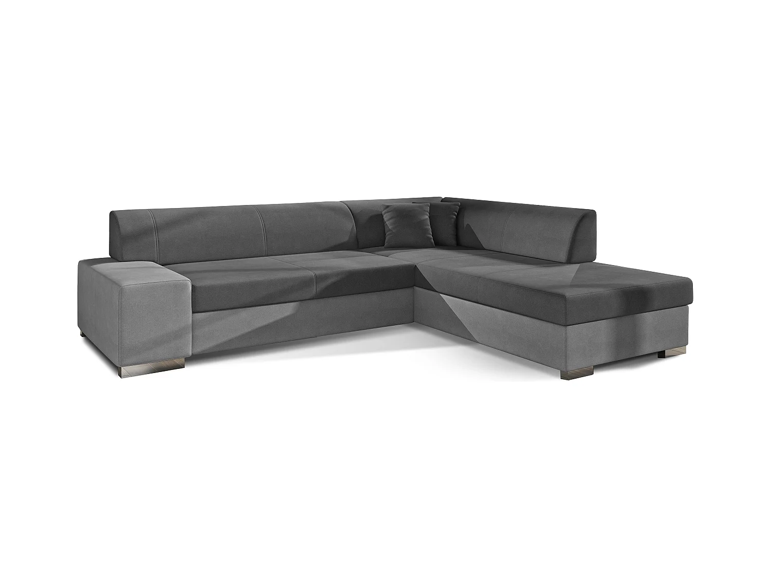 Canapé convertible moderne angle droit tissu gris clair et gris foncé Plazo 278cm