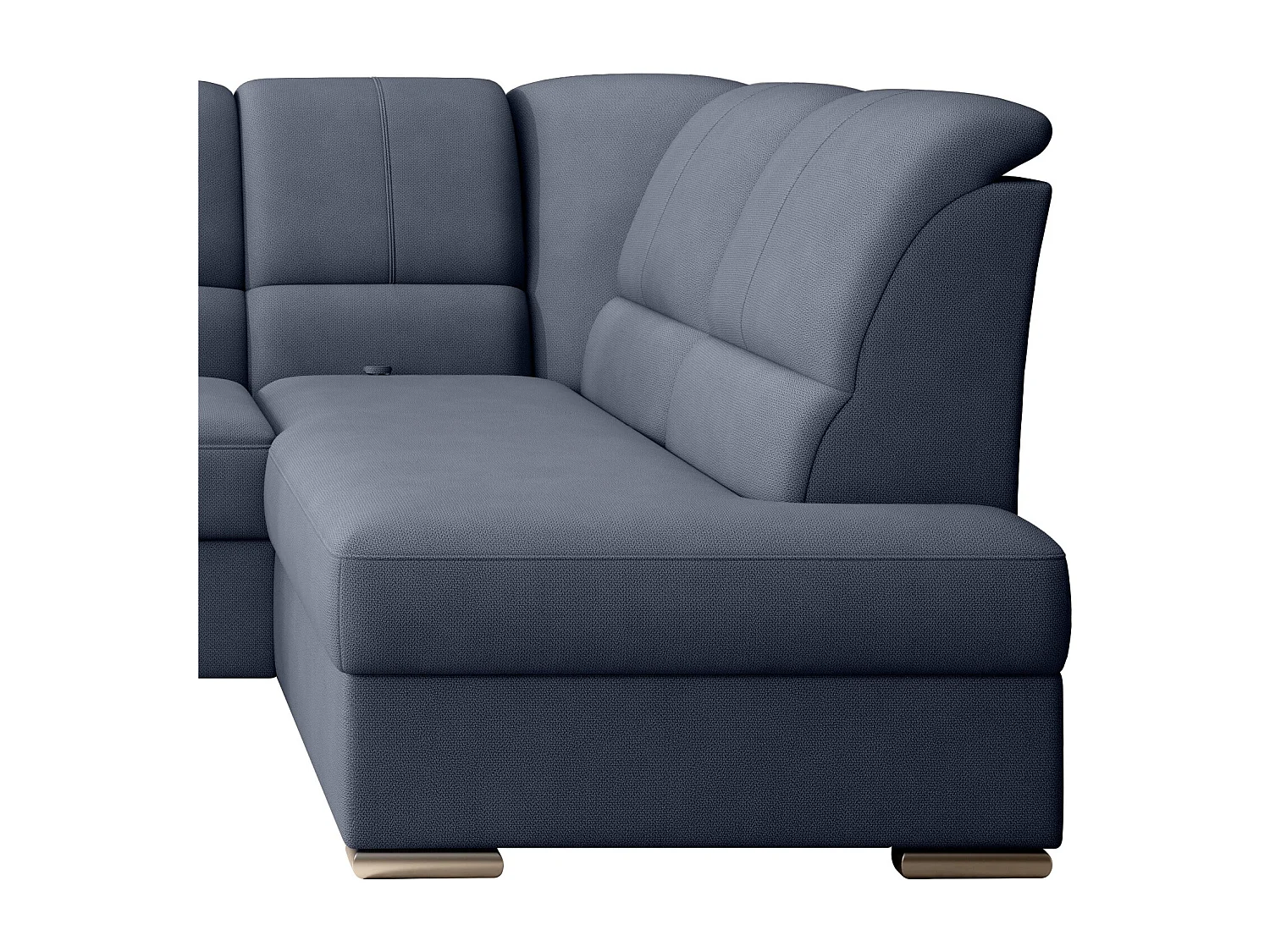 Canapé angle droit convertible tissu bleu lavande et pieds acier chromé Zabor 270cm