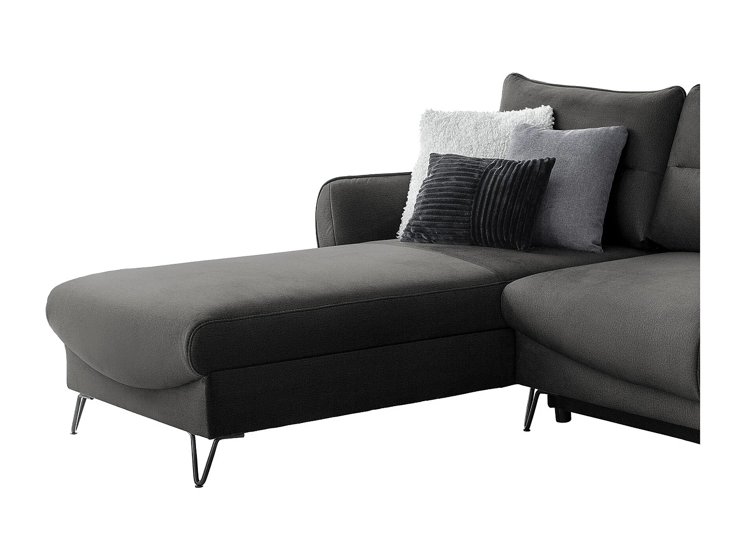 Canapé d'angle gauche convertible tissu doux gris foncé Zurik 276cm