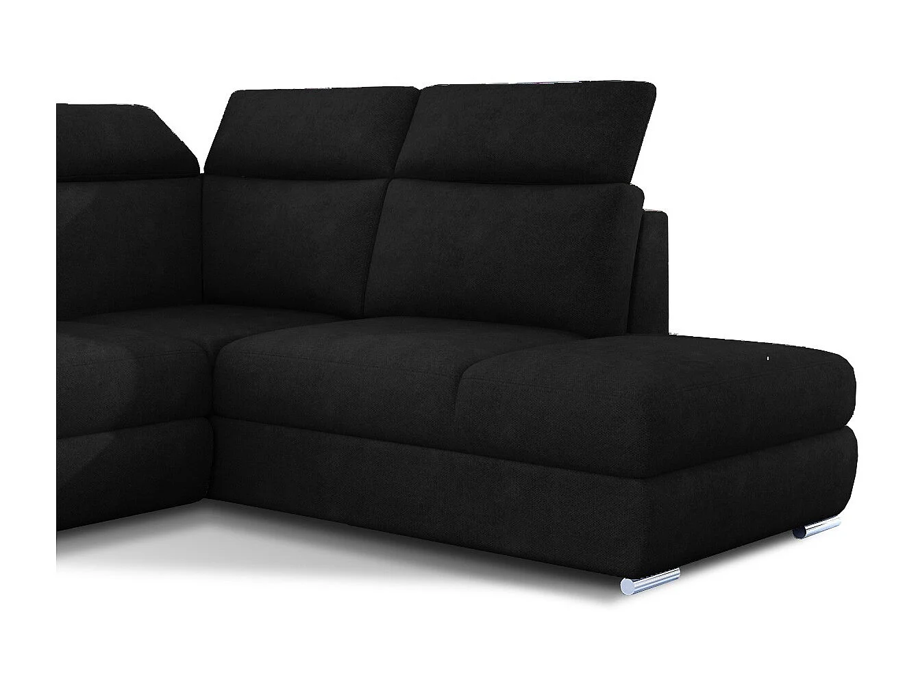 Canapé angle droit convertible velours noir avec appuis-tête réglables Kepita 260cm