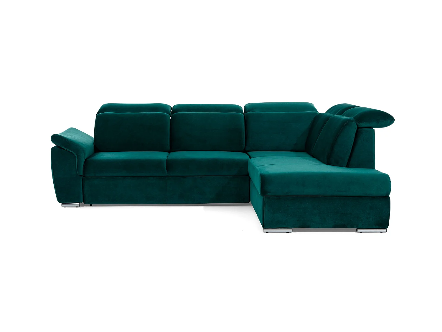 Canapé angle droit convertible velours noir avec appuis-tête réglables Kepita 260cm