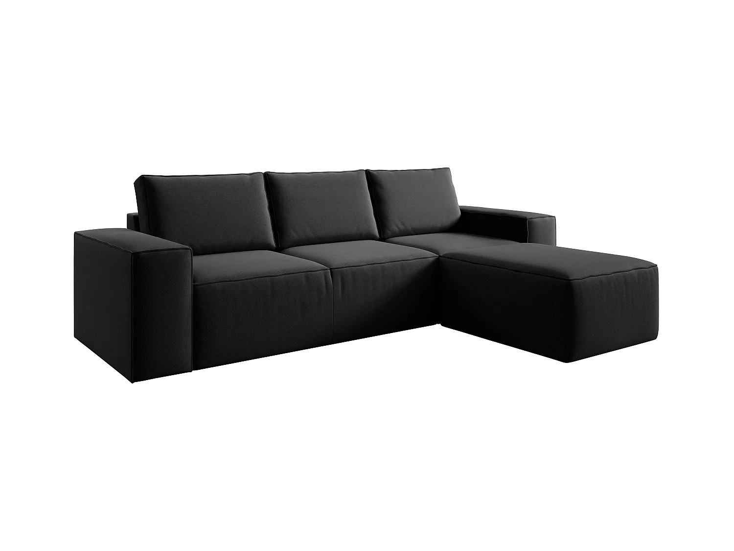 Willace moderne zwart fluwelen converteerbare hoekbank rechts 302 cm