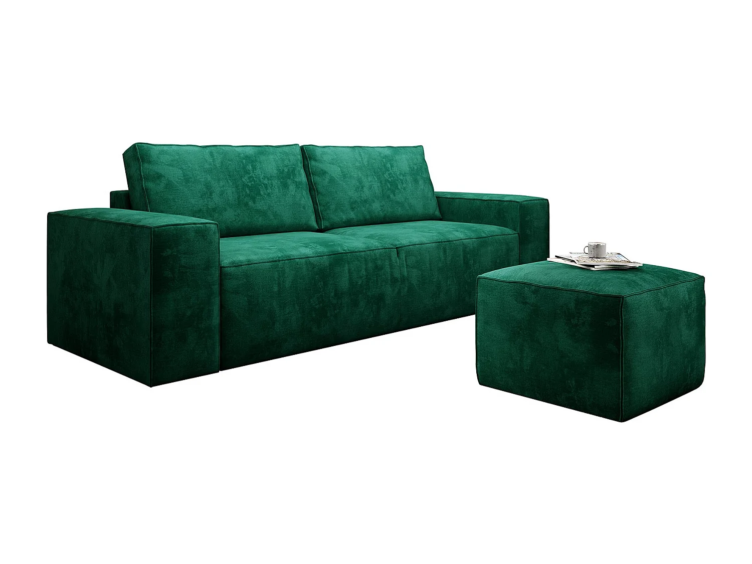 Gran sofá convertible de terciopelo WILACE - Comodidad moderna y elegante-Color Verde