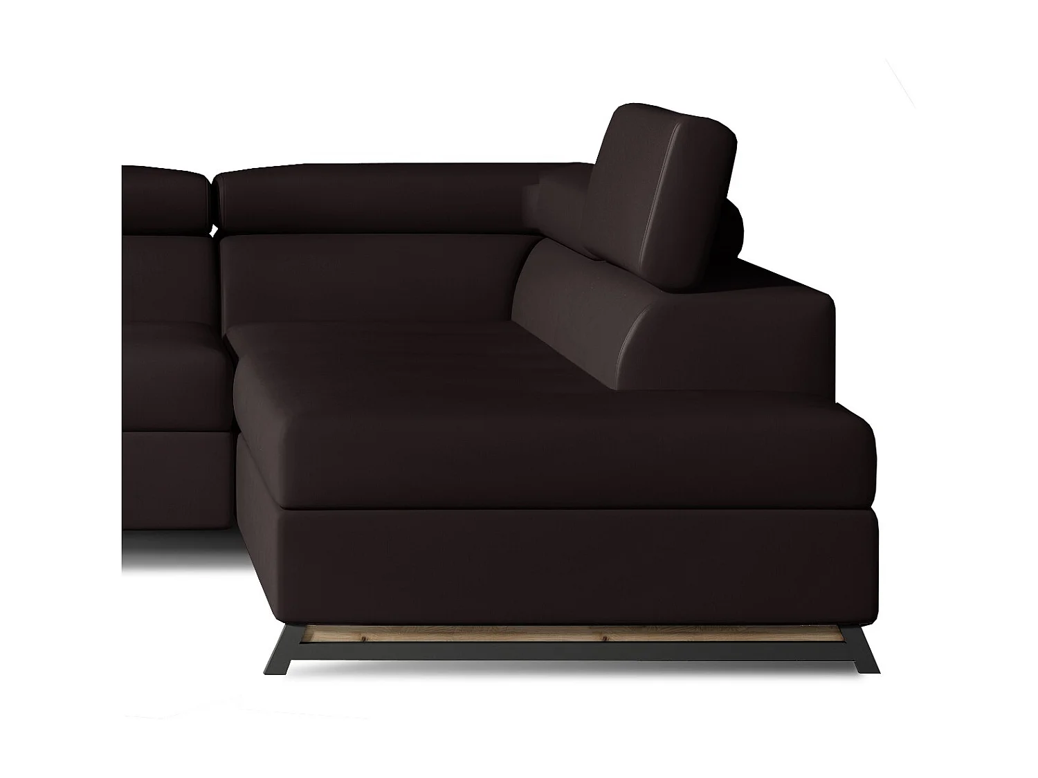 Canapé angle droit convertible simili cuir marron avec têtières réglables Nikos 265cm