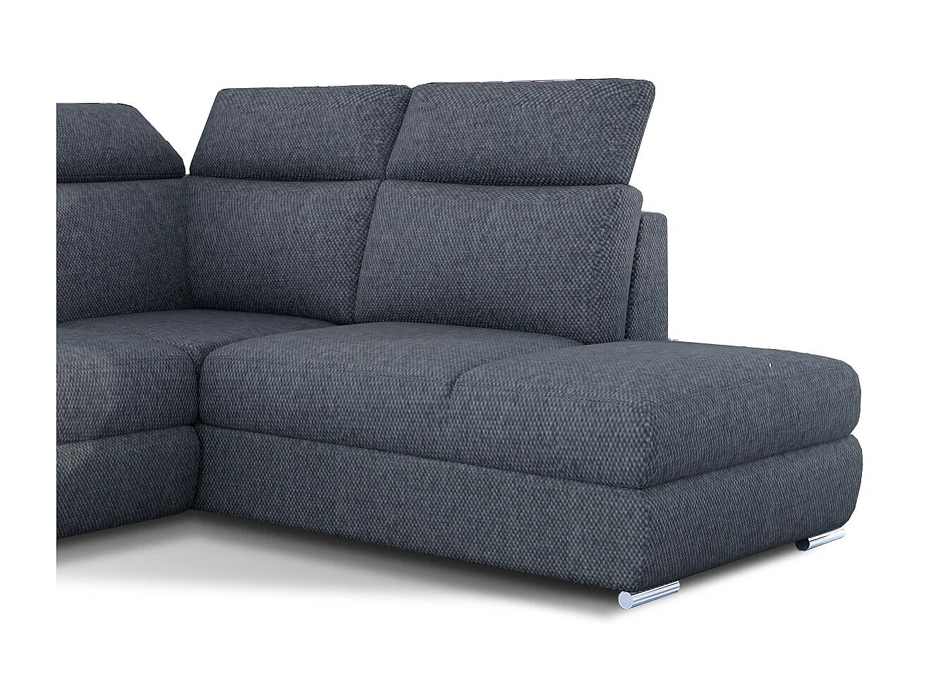 Canapé angle droit convertible tissu gris foncé chiné avec appuis-tête réglables Kepita 260cm