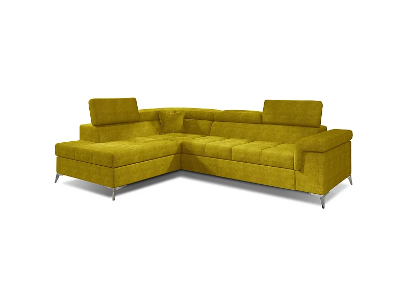 Canapé convertible d'angle gauche tissu jaune moutarde Marido 275cm