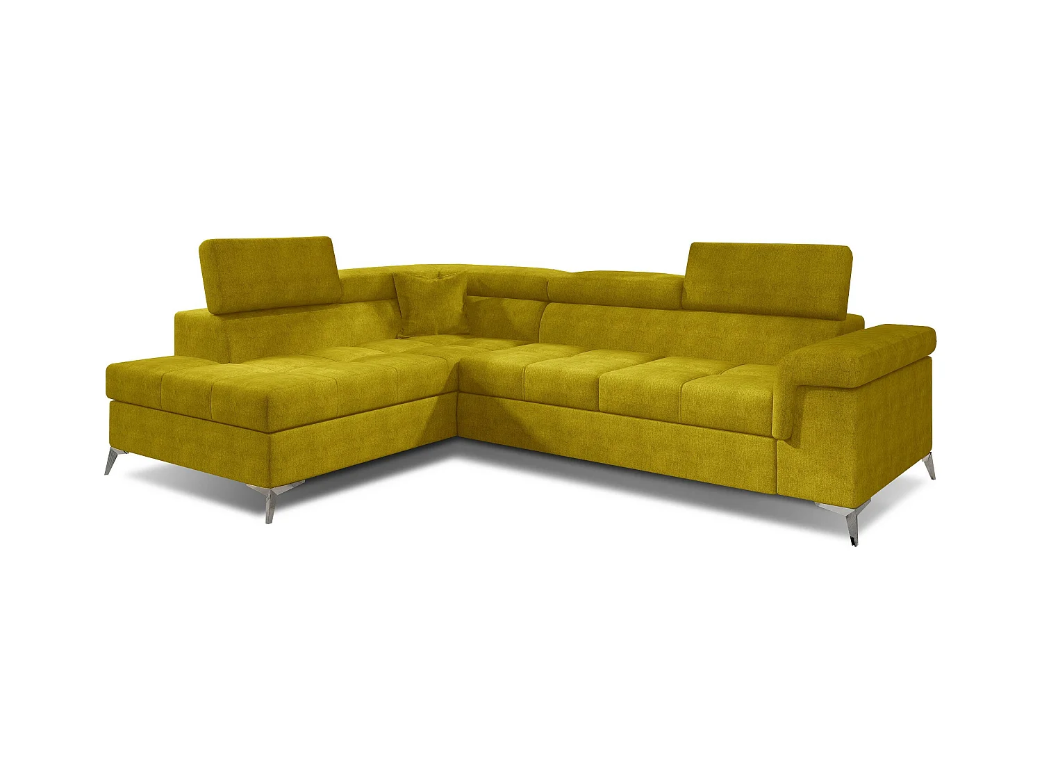 Canapé convertible d'angle gauche tissu jaune moutarde Marido 275cm