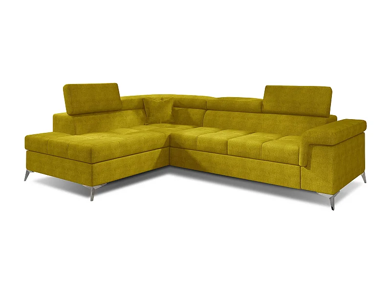 Canapé convertible d'angle gauche tissu jaune moutarde Marido 275cm