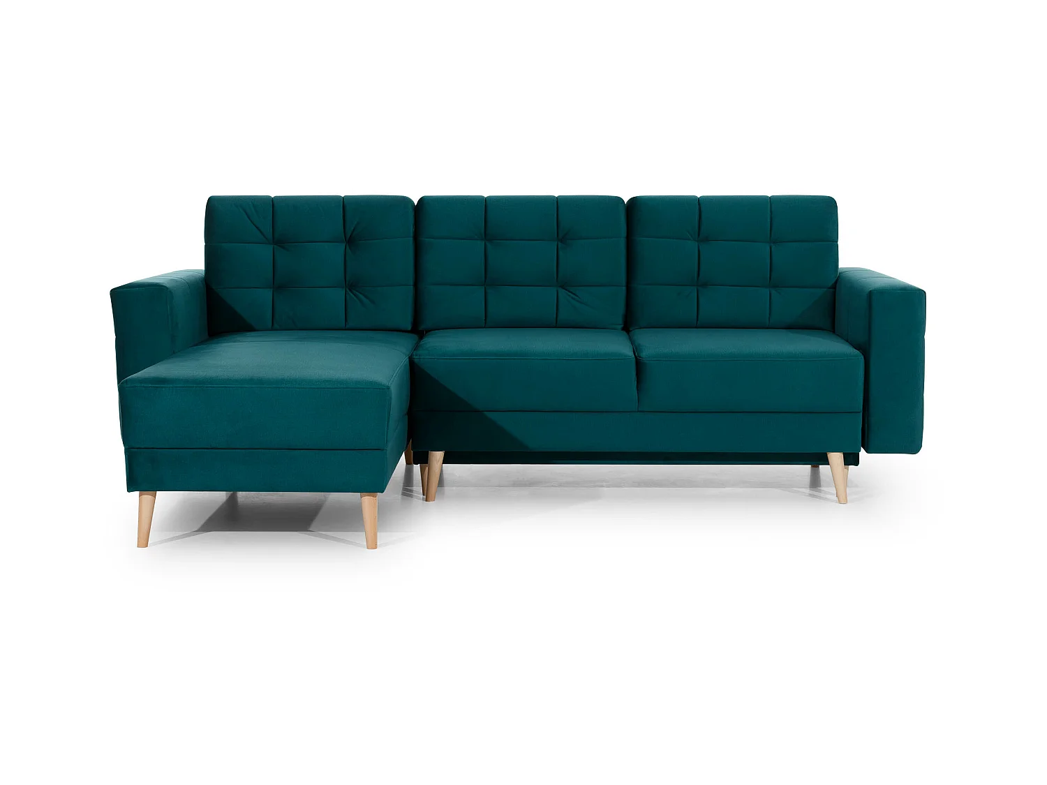 Canapé d'angle réversible et convertible tissu doux gris clair Anska 250cm