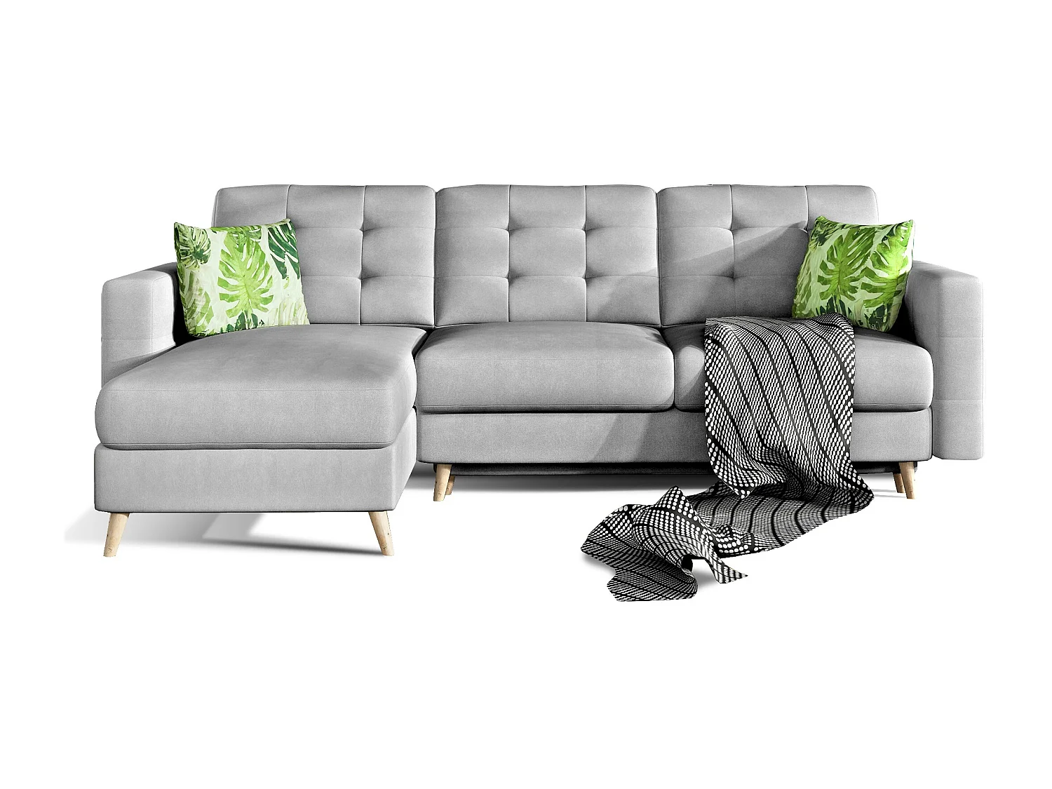 Canapé d'angle réversible et convertible tissu doux gris clair Anska 250cm