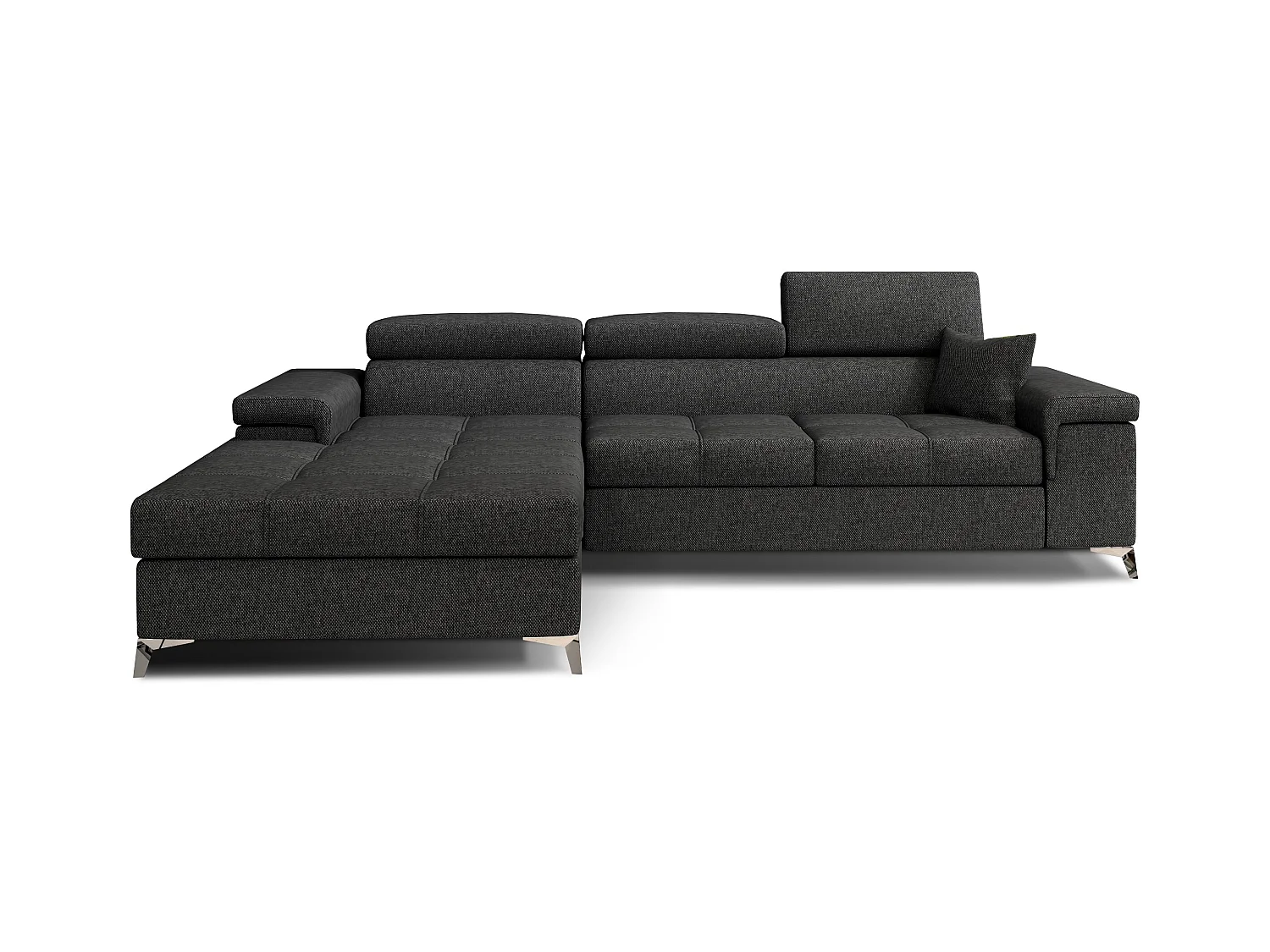 Canapé angle gauche convertible tissu gris foncé avec appuis-tête réglables Rikaro 280cm