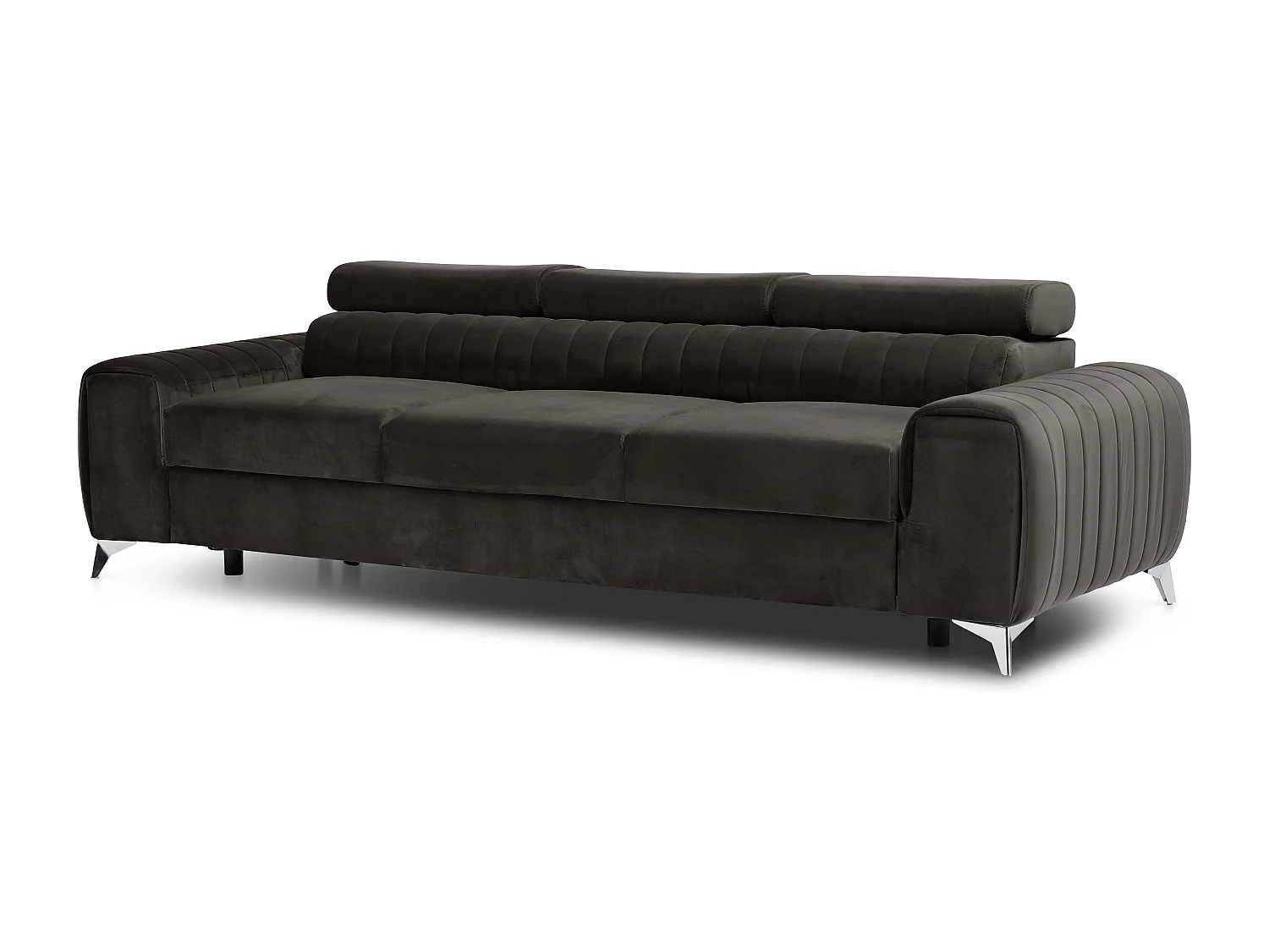 Canapé convertible avec appuis-tête réglables velours marron Lozan 261cm