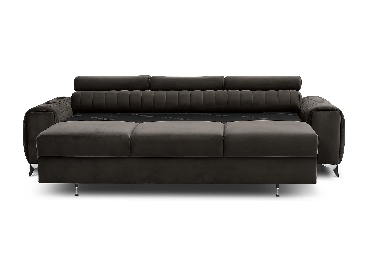 Canapé convertible avec appuis-tête réglables velours marron Lozan 261cm