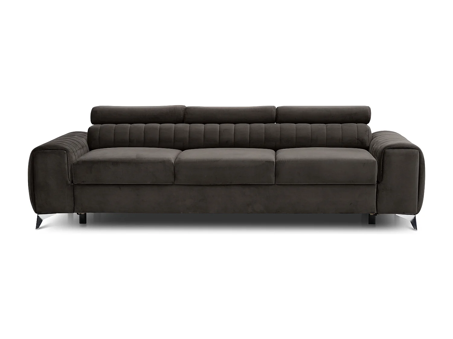 Canapé convertible avec appuis-tête réglables velours marron Lozan 261cm