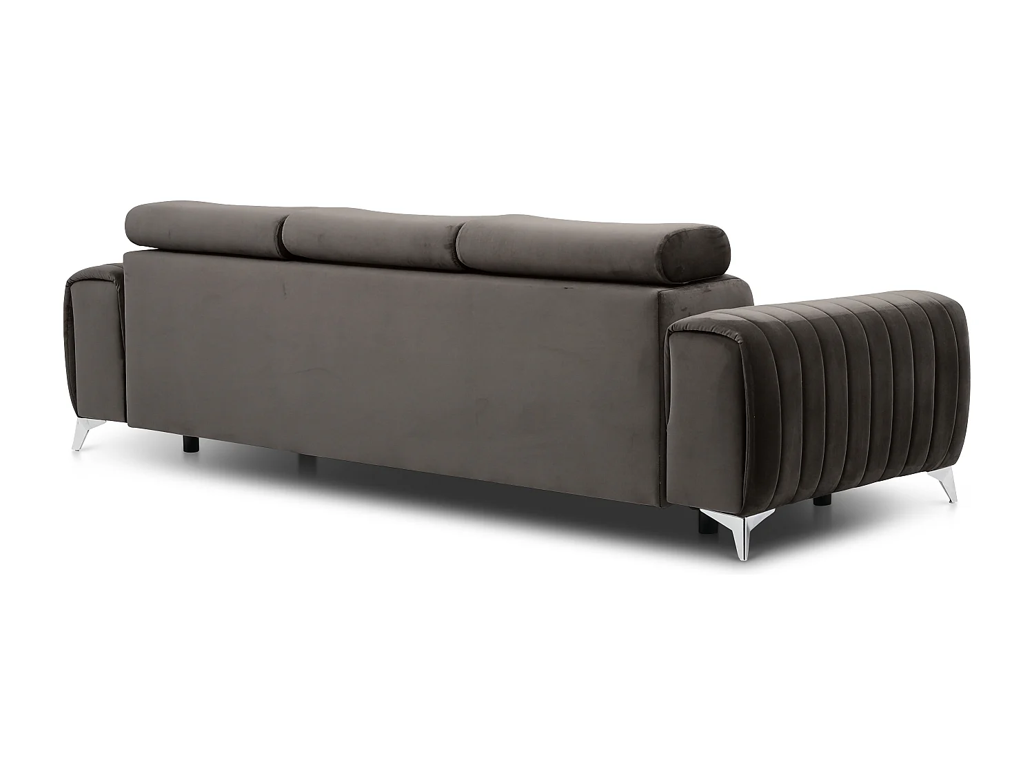 Canapé convertible avec appuis-tête réglables velours marron Lozan 261cm