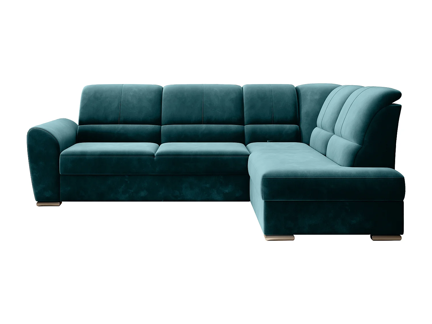 Converteerbare hoekbank rechts in spinaziegroene stof en chroomstalen poten Zabor 270 cm