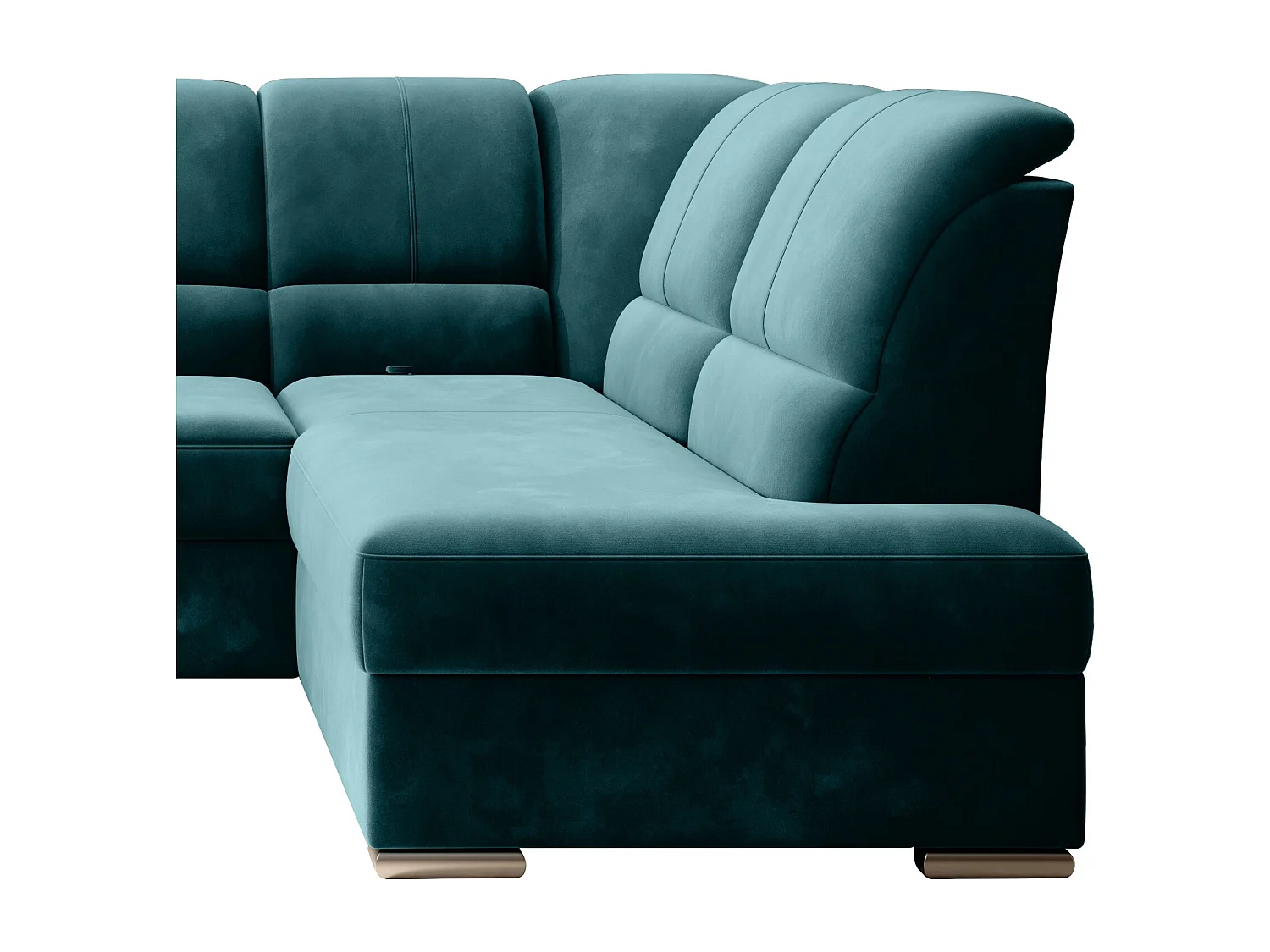 Converteerbare hoekbank rechts in spinaziegroene stof en chroomstalen poten Zabor 270 cm