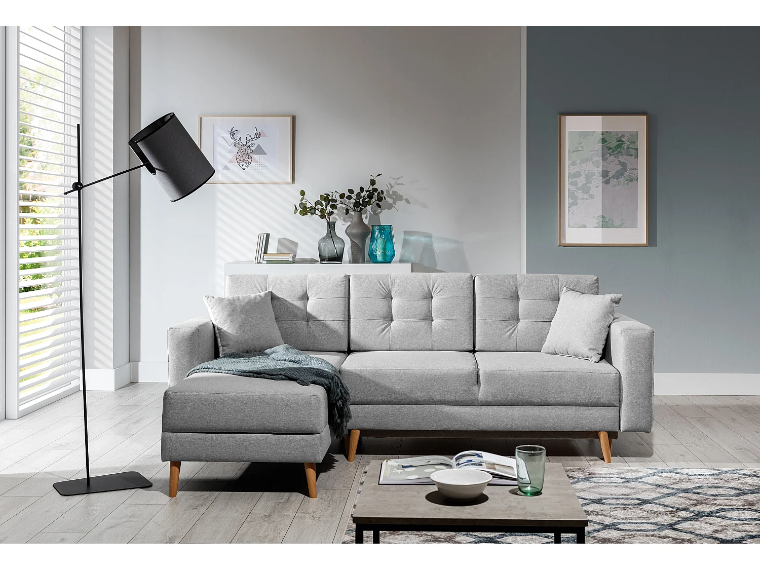 Canapé d'angle réversible et convertible simili cuir marron Anska 250cm