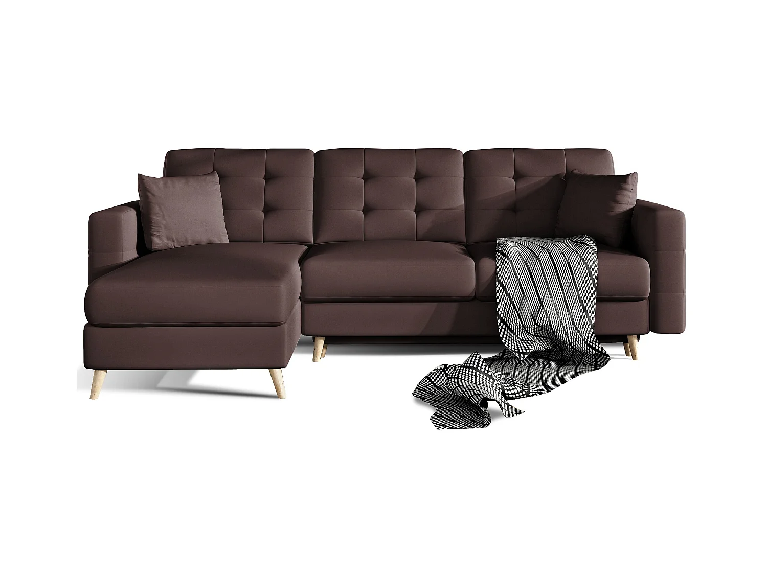 Canapé d'angle réversible et convertible simili cuir marron Anska 250cm