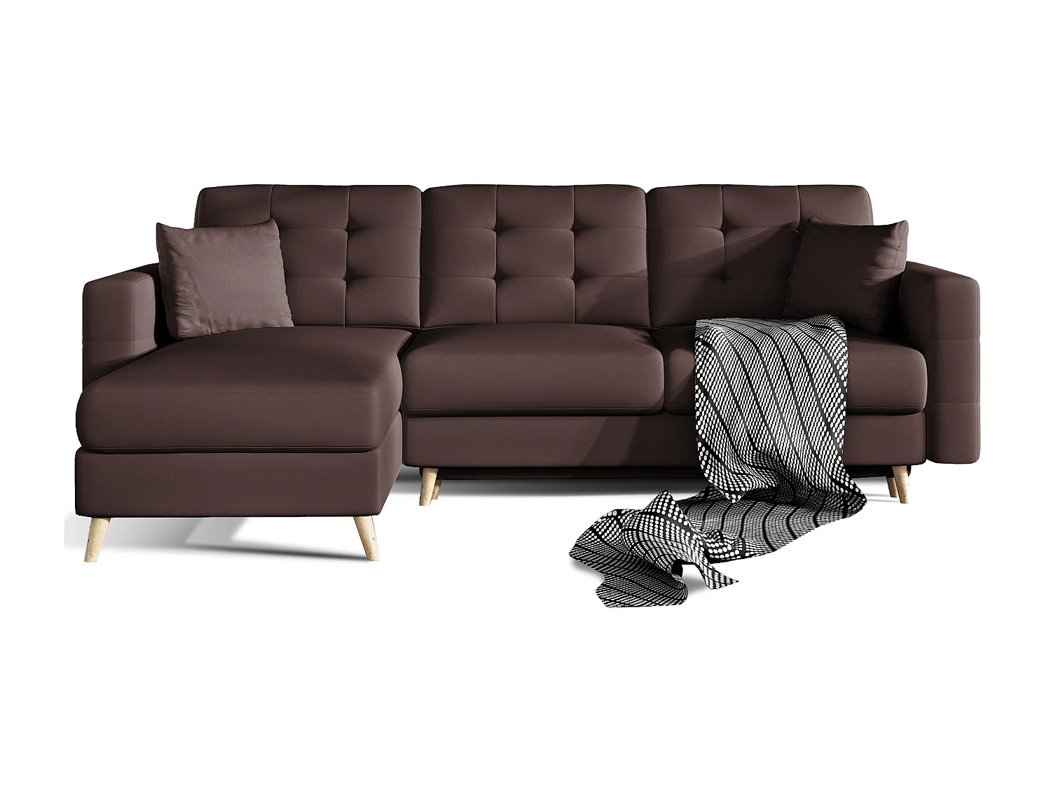 Canapé d'angle réversible et convertible simili cuir marron Anska 250cm