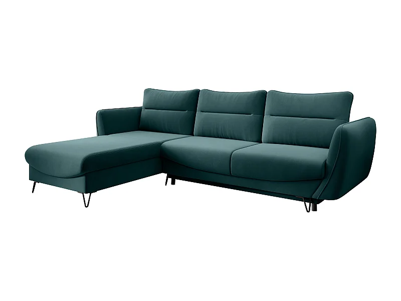 Canapé d'angle gauche convertible velours vert bouteille Zurik 276cm