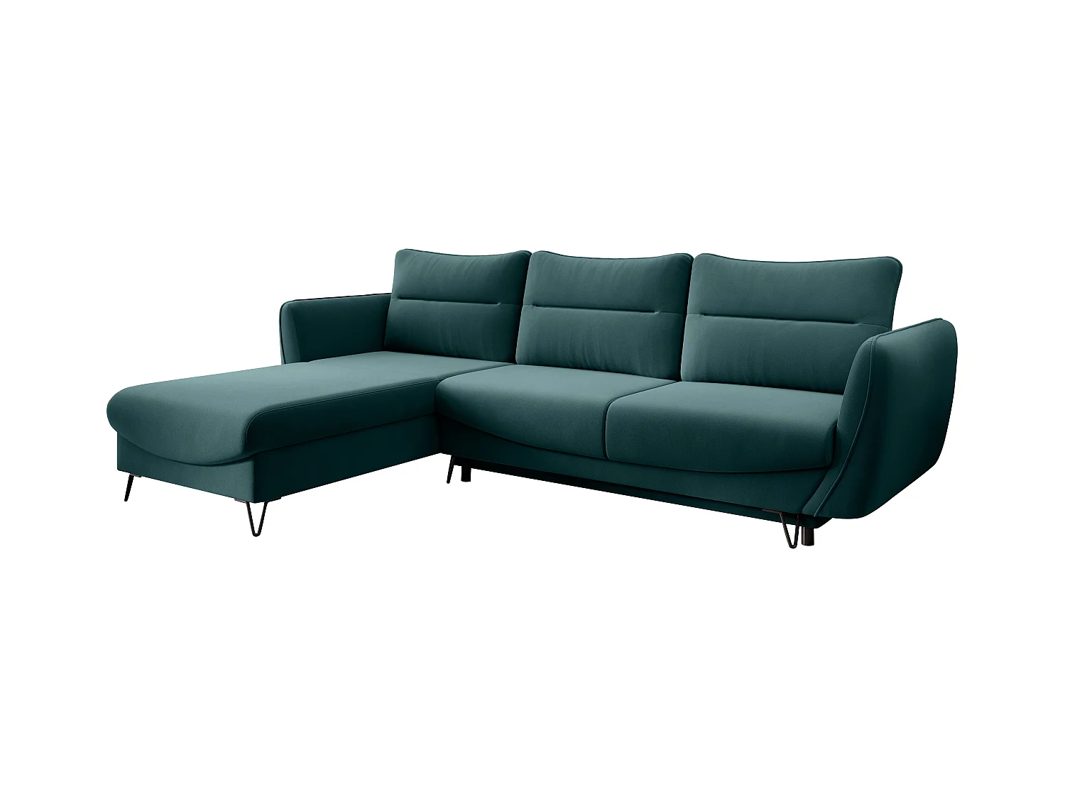 Canapé d'angle gauche convertible velours vert bouteille Zurik 276cm