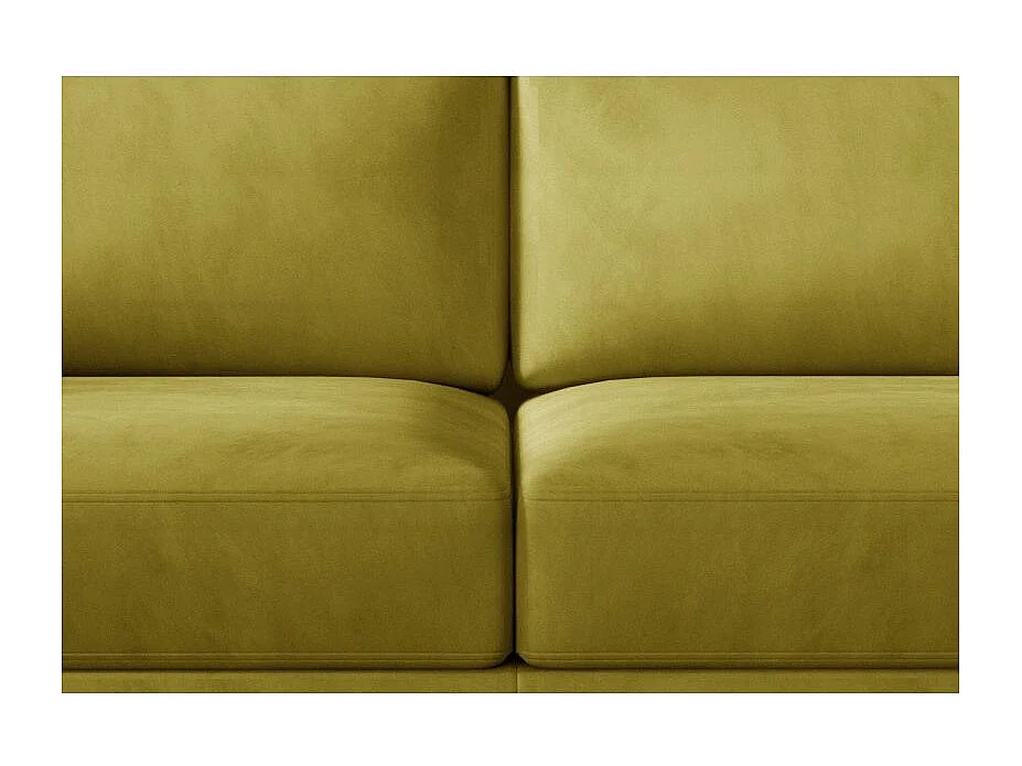 Canapé convertible 3-4 places velours jaune et pieds métal noir Zora 250cm