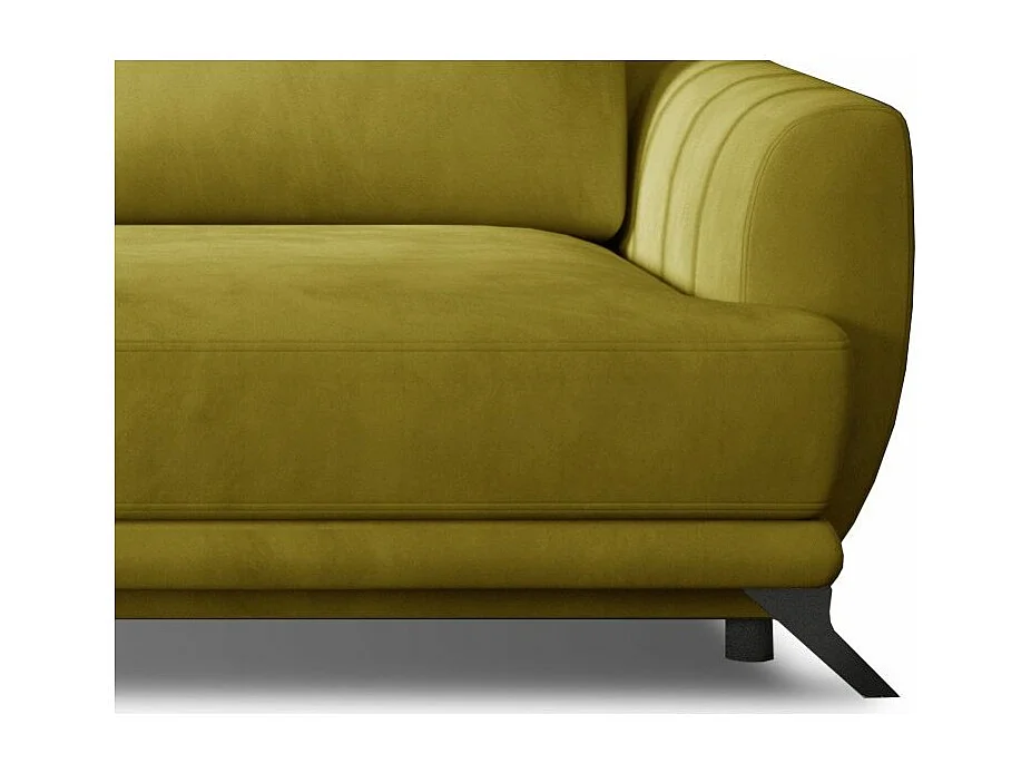 Canapé convertible 3-4 places velours jaune et pieds métal noir Zora 250cm