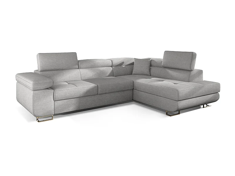 Canapé d'angle droit convertible tissu gris clair Marka 275cm