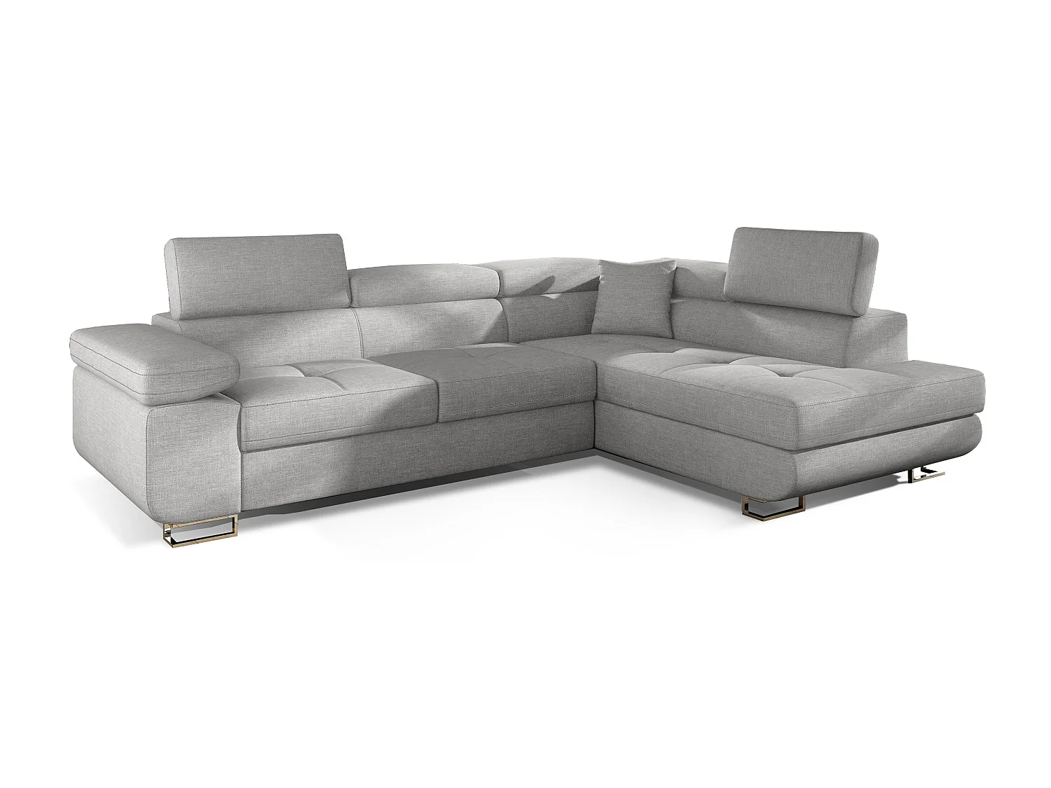 Canapé d'angle droit convertible tissu gris clair Marka 275cm