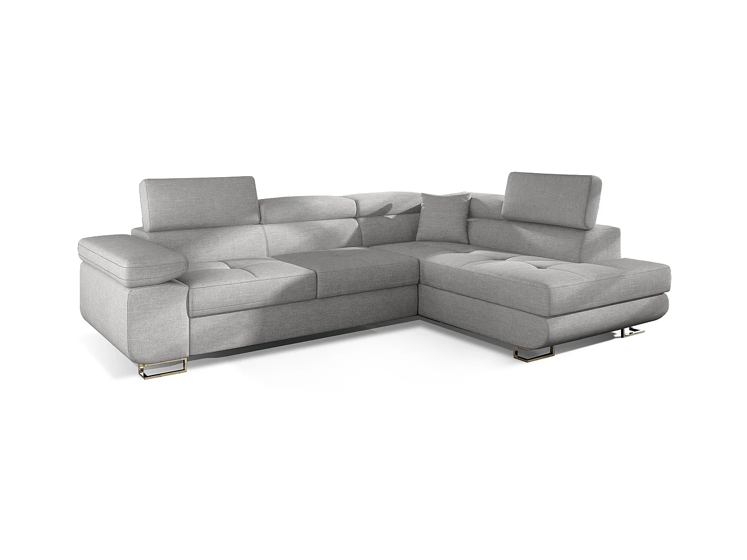 Canapé d'angle droit convertible tissu gris clair Marka 275cm