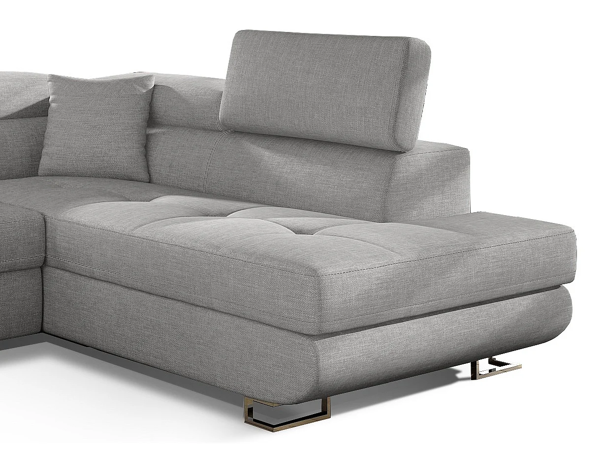 Canapé d'angle droit convertible tissu gris clair Marka 275cm