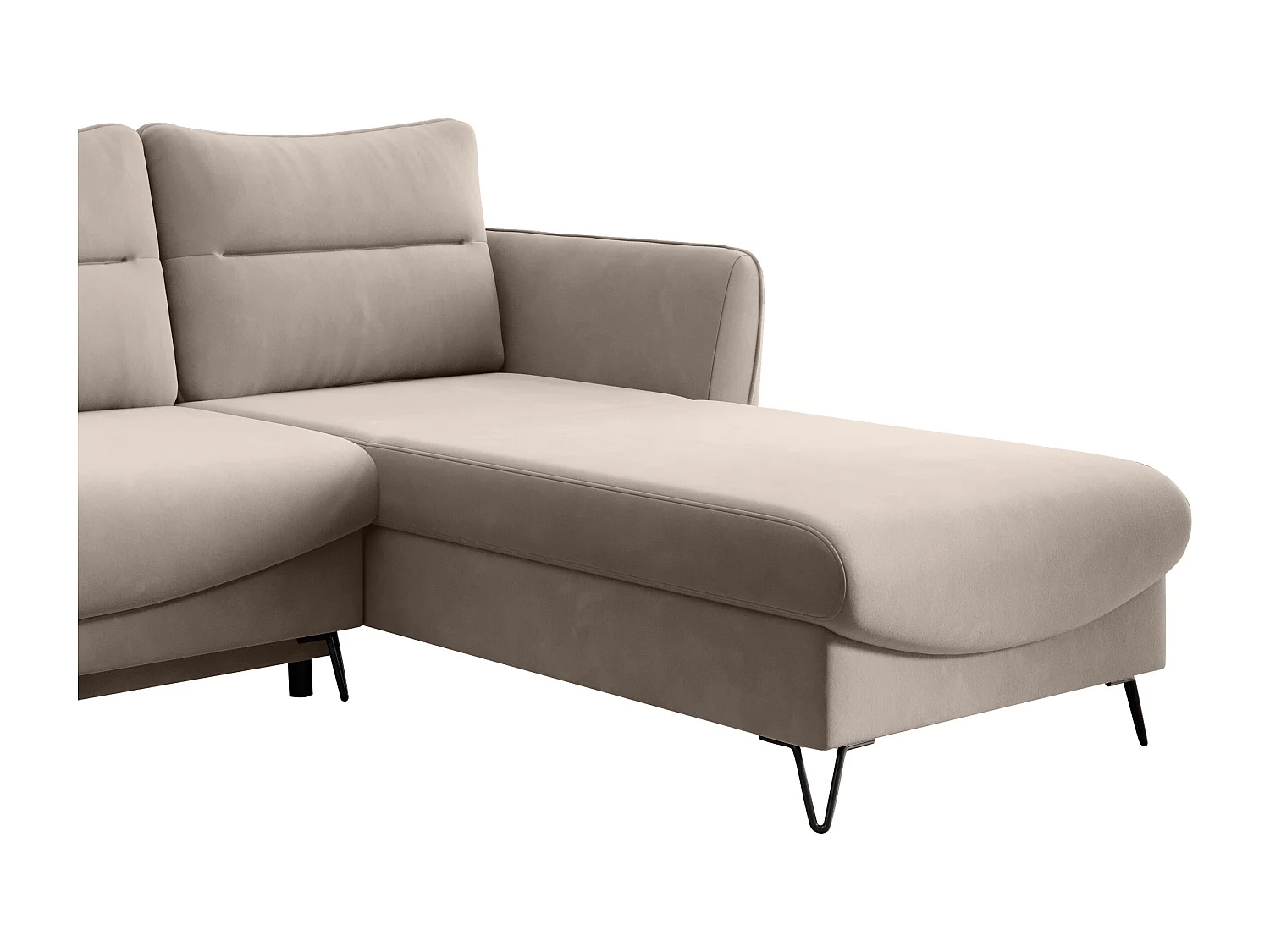 Zurik lichtbeige fluwelen converteerbare hoekbank rechts 276 cm