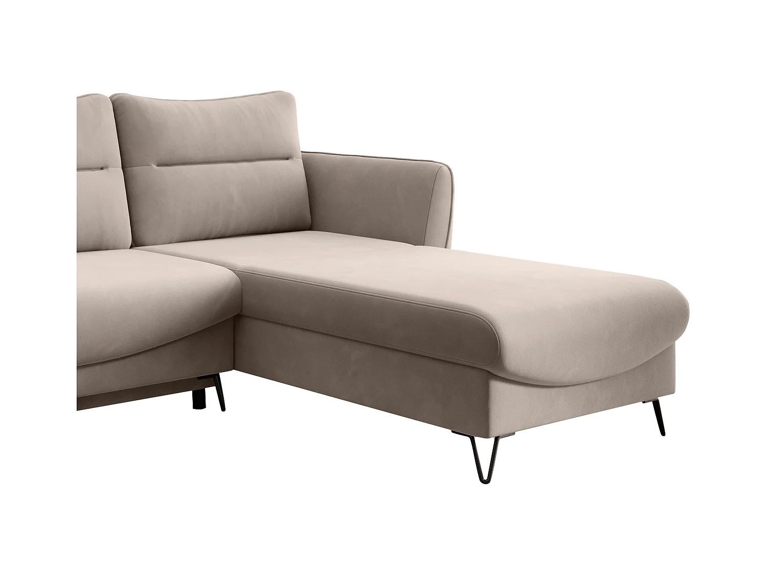 Canapé d'angle droit convertible velours beige clair Zurik 276cm