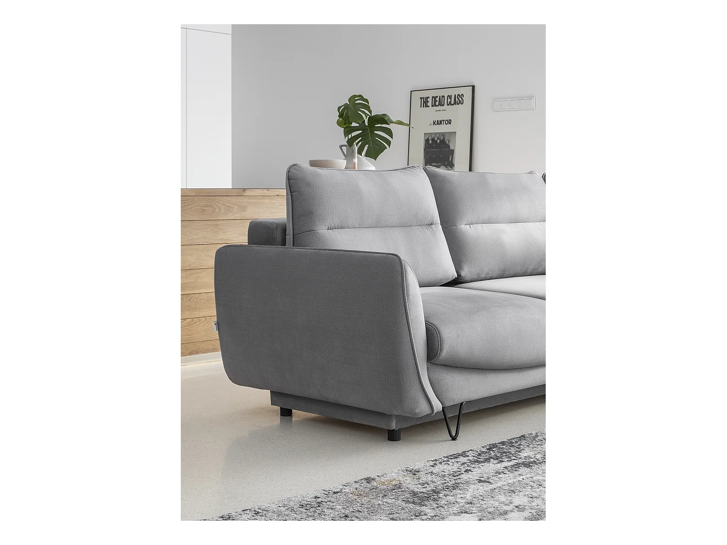 Canapé d'angle droit convertible velours beige clair Zurik 276cm