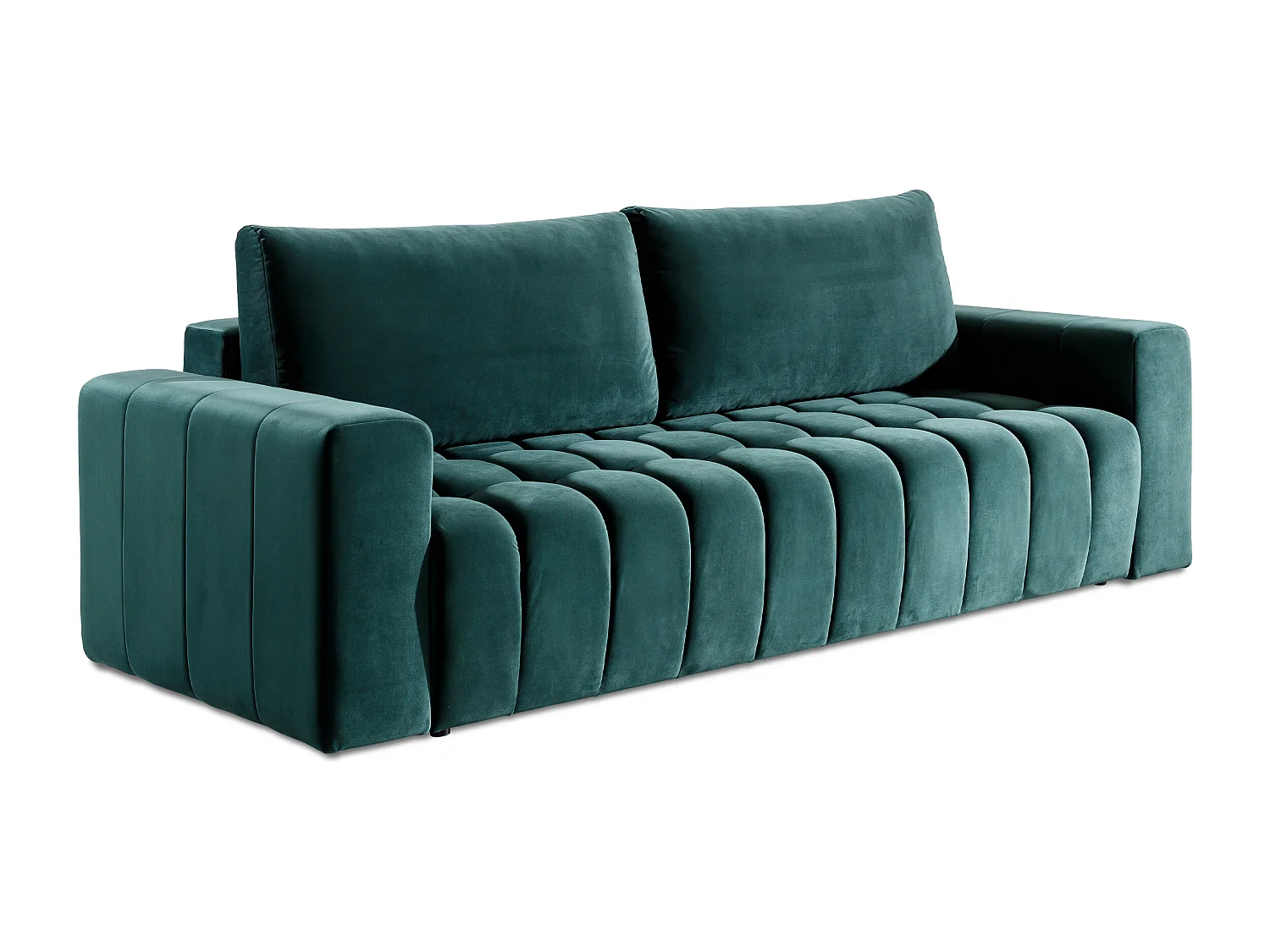 Canapé convertible 3 places tissu doux gris avec coffre de rangement Larko 245cm