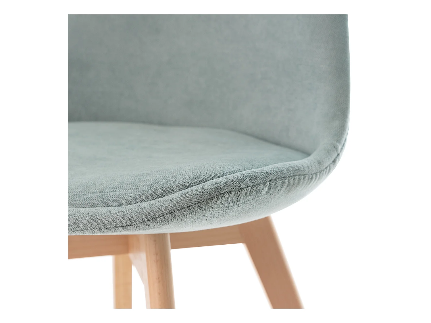 Chaise scandinave en tissu doux et bois de Hêtre Romba – Confort et élégance-Couleur Vert amande