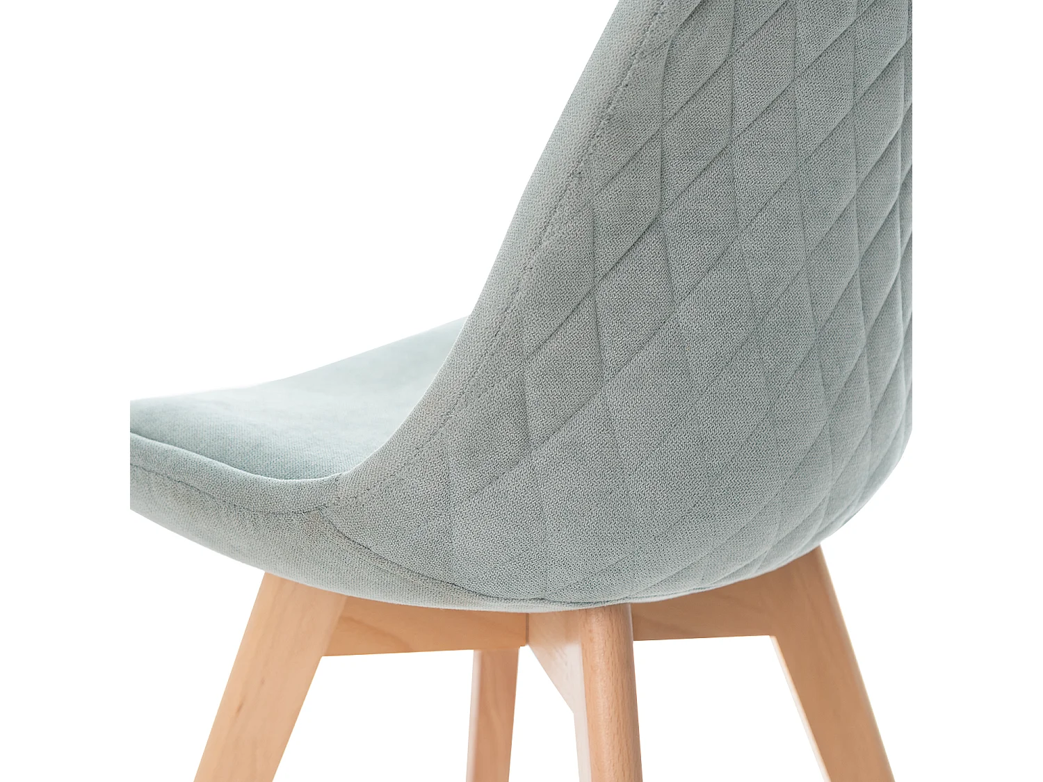 Chaise scandinave en tissu doux et bois de Hêtre Romba – Confort et élégance-Couleur Vert amande