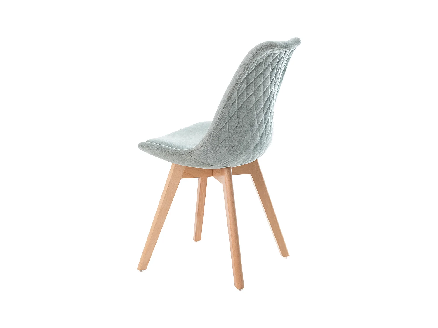 Chaise scandinave en tissu doux et bois de Hêtre Romba – Confort et élégance-Couleur Vert amande