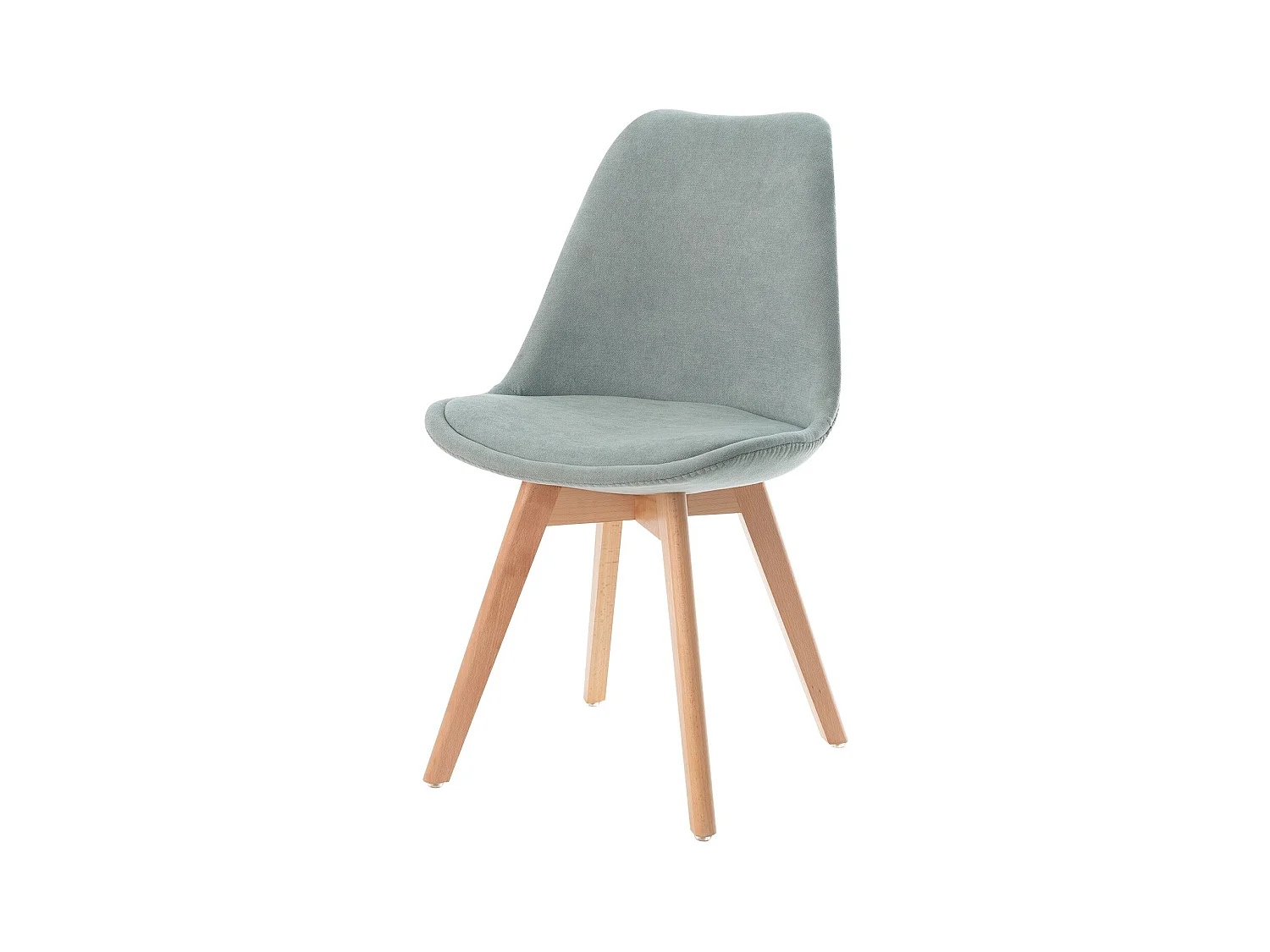 Chaise scandinave en tissu doux et bois de Hêtre Romba – Confort et élégance-Couleur Vert amande