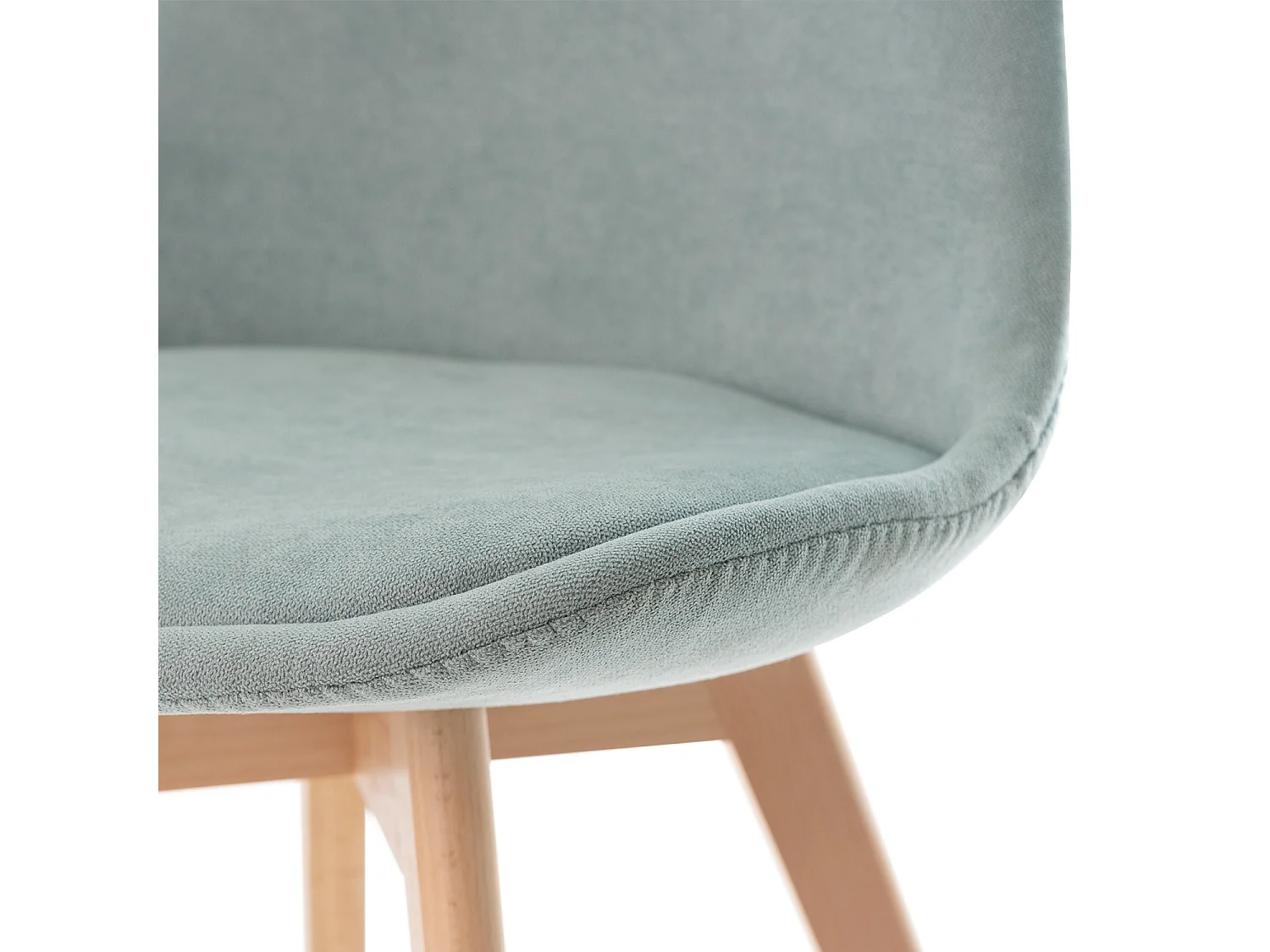 Chaise scandinave en tissu doux et bois de Hêtre Romba – Confort et élégance-Couleur Vert amande