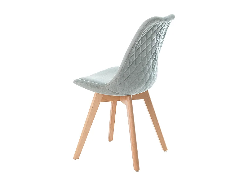 Chaise scandinave en tissu doux et bois de Hêtre Romba – Confort et élégance-Couleur Vert amande