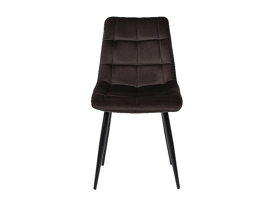 Chaise velours matelassé Komy - Lot de 4-Couleur Marron-Couleur des pieds Noir