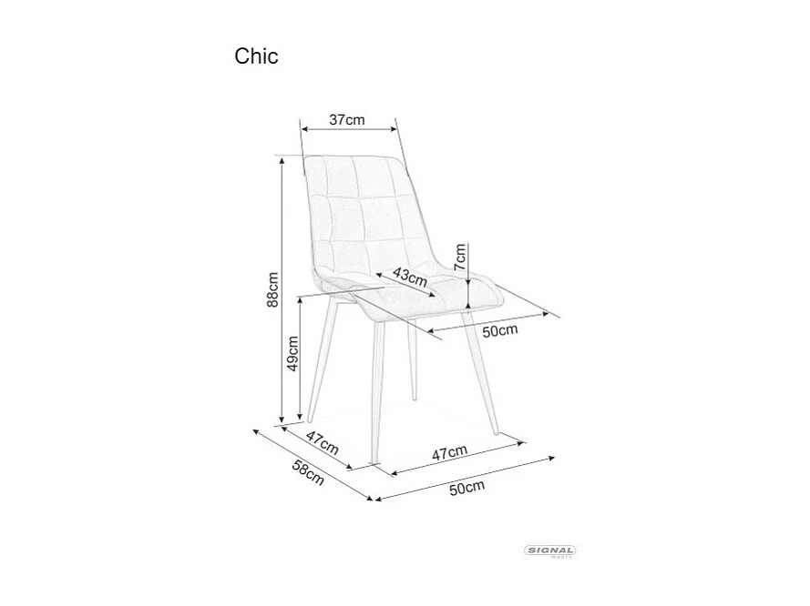Chaise velours matelassé Komy - Lot de 4-Couleur Marron-Couleur des pieds Noir