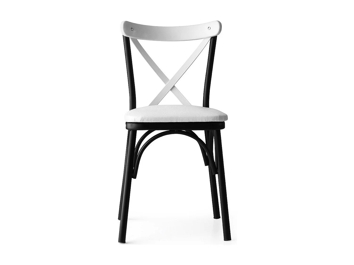 Chaise Kortal en bois et métal - Élégance rustique pour la cuisine-Couleur Blanc-Pack de 4